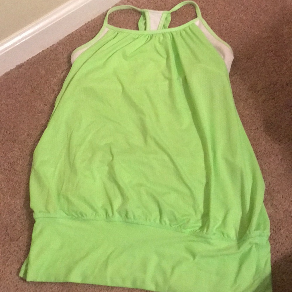 Lululemon neon green open side flowy shirt